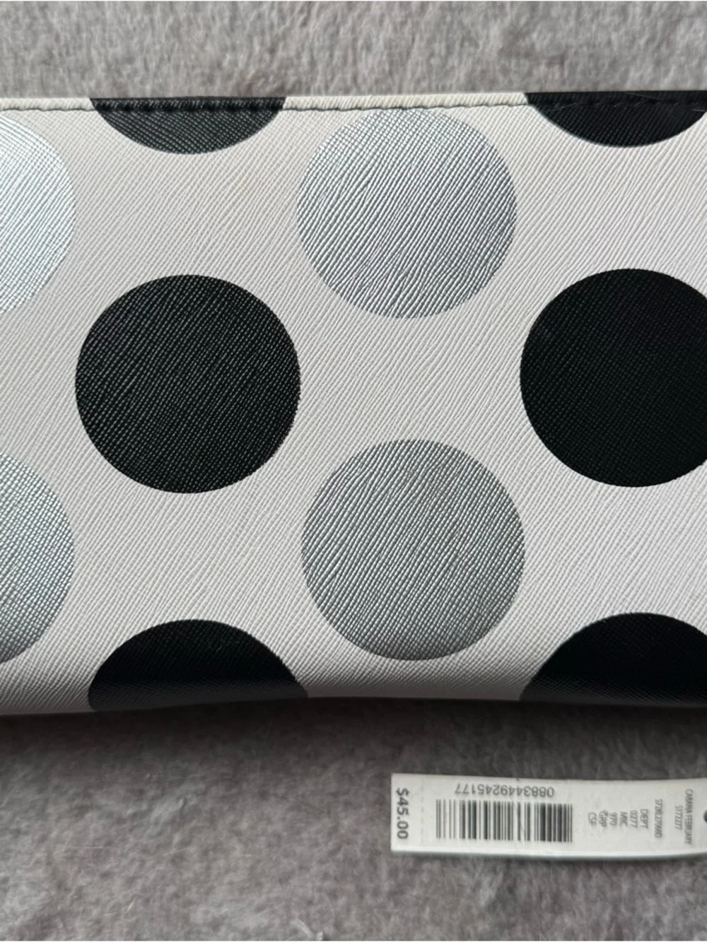 Kate Landry Black/White/Silver Polka Dot Wallet with Gold Logo - Picture 3 of 5